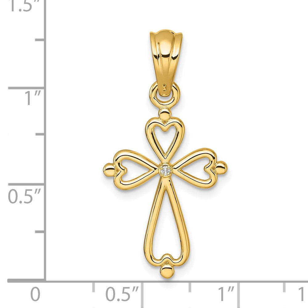 14K Gelbgold Kreuzanhänger mit Diamantakzenten