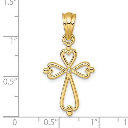 14K Gelbgold Kreuzanhänger mit Diamantakzenten