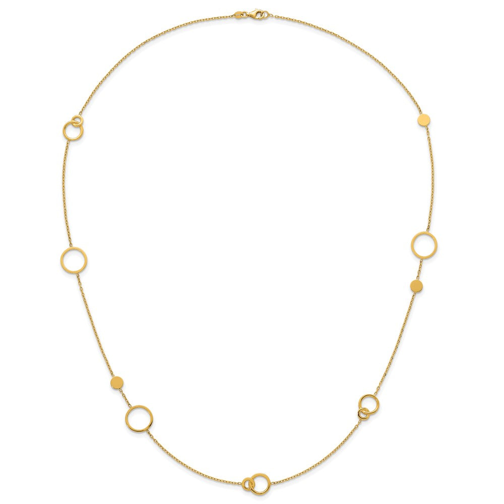 14K Gelbgold Poliert Kreis und Kette Muster 25.5 Zoll Halskette
