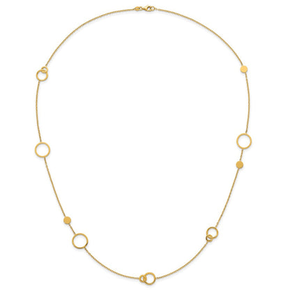 14K Gelbgold Poliert Kreis und Kette Muster 25.5 Zoll Halskette