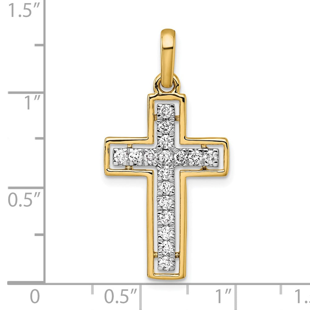 14K Gelbgold und Rhodium Kreuzanhänger mit 0,5 Karat Diamant