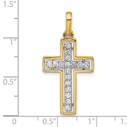 14K Gelbgold und Rhodium Kreuzanhänger mit 0,5 Karat Diamant