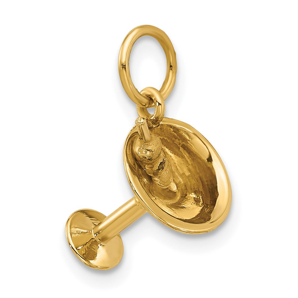 14K Gelbgold Fancy Martini-Glas mit Oliven Charm