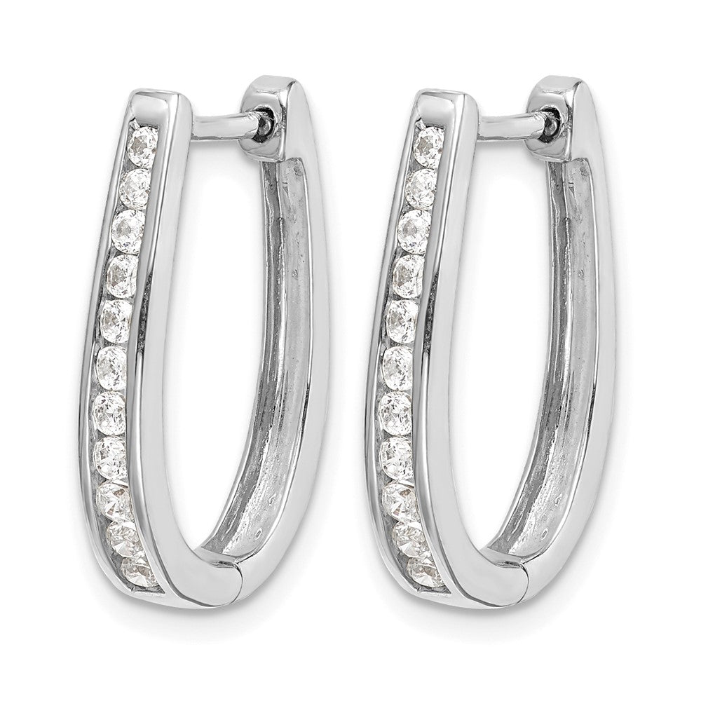 14K Weißgold Diamant-Creolen mit Kanalfassung, oval, 0,5 ct., klappbar