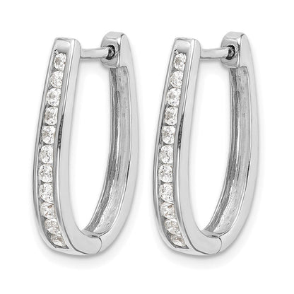 14K Weißgold Diamant-Creolen mit Kanalfassung, oval, 0,5 ct., klappbar