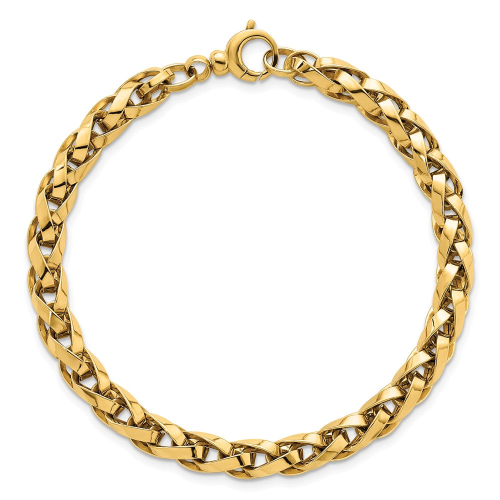 14K Gelbgold Poliert 4.25mm Leicht Fantasieglieder Gliederarmband