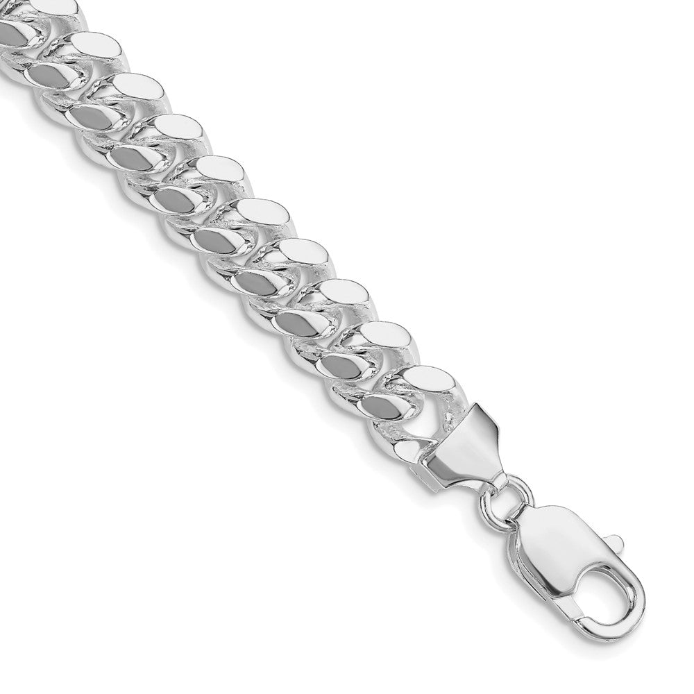 Sterlingsilber Rhodiniert 9mm Poliert Gewölbt Panzer Gliederarmband