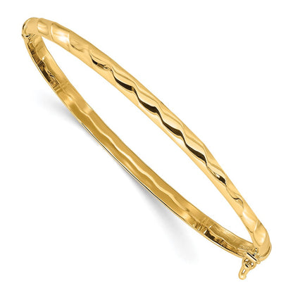 14K Gelbgold Poliert Gedreht Klappbar Armreif