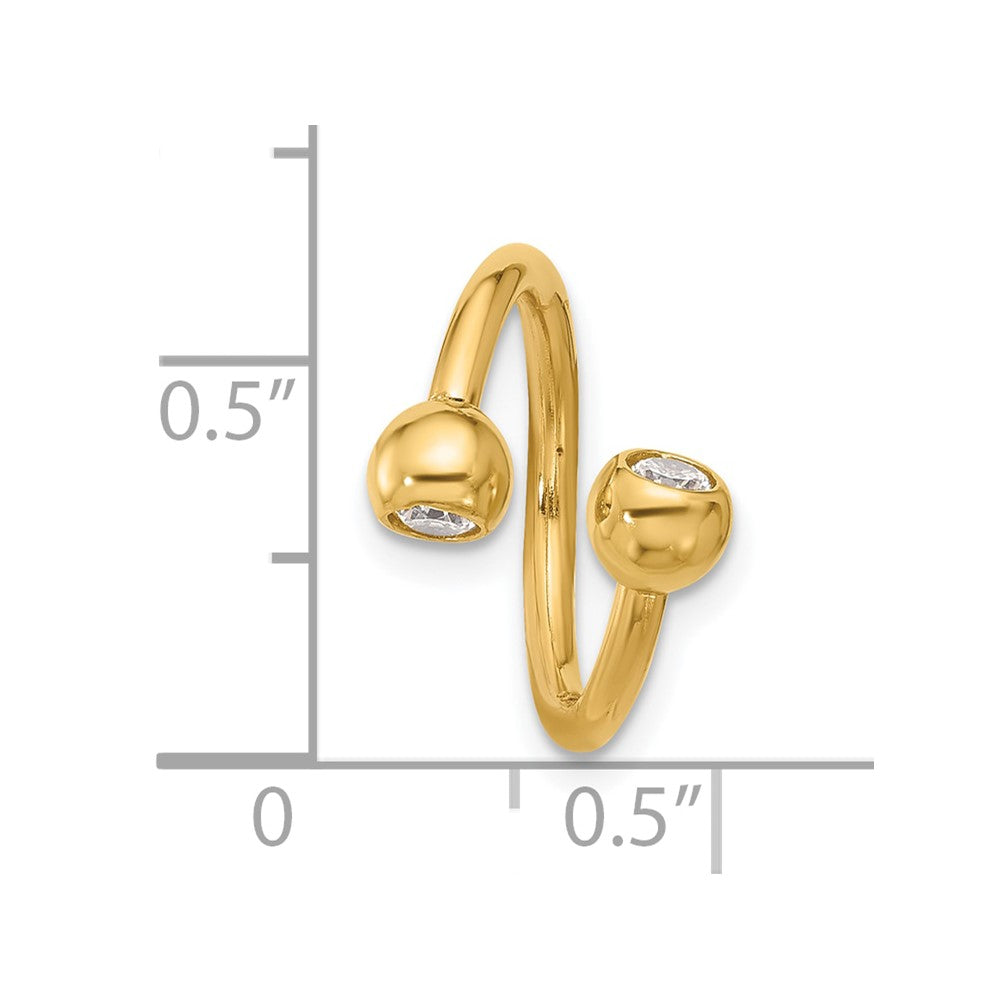 14K Gelbgold 14 Stärke Poliert Zirkonia Cartilage Ring