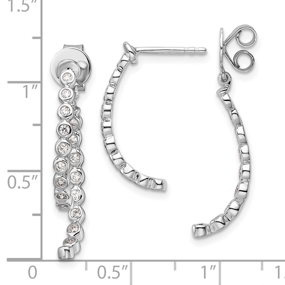 14K Weißgold Diamant-Ohrhänger mit poliertem Zargenrand, vorne und hinten, 0,375 Karat