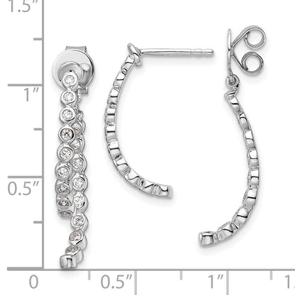 14K Weißgold Diamant-Ohrhänger mit poliertem Zargenrand, vorne und hinten, 0,375 Karat