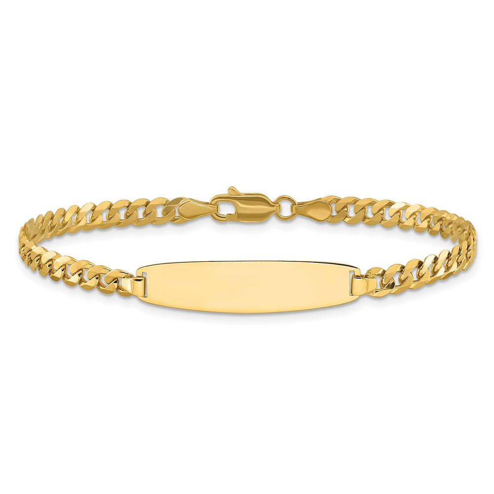 14K Gelbgold Poliert Massiv Kette/solid Platte Flach Panzer Glieder Abgerundet 32.5x7.4mm Platte 8 Zoll Id Armband