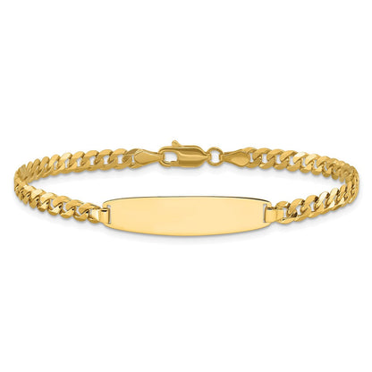 14K Gelbgold Poliert Massiv Kette/solid Platte Flach Panzer Glieder Abgerundet 32.5x7.4mm Platte 8 Zoll Id Armband