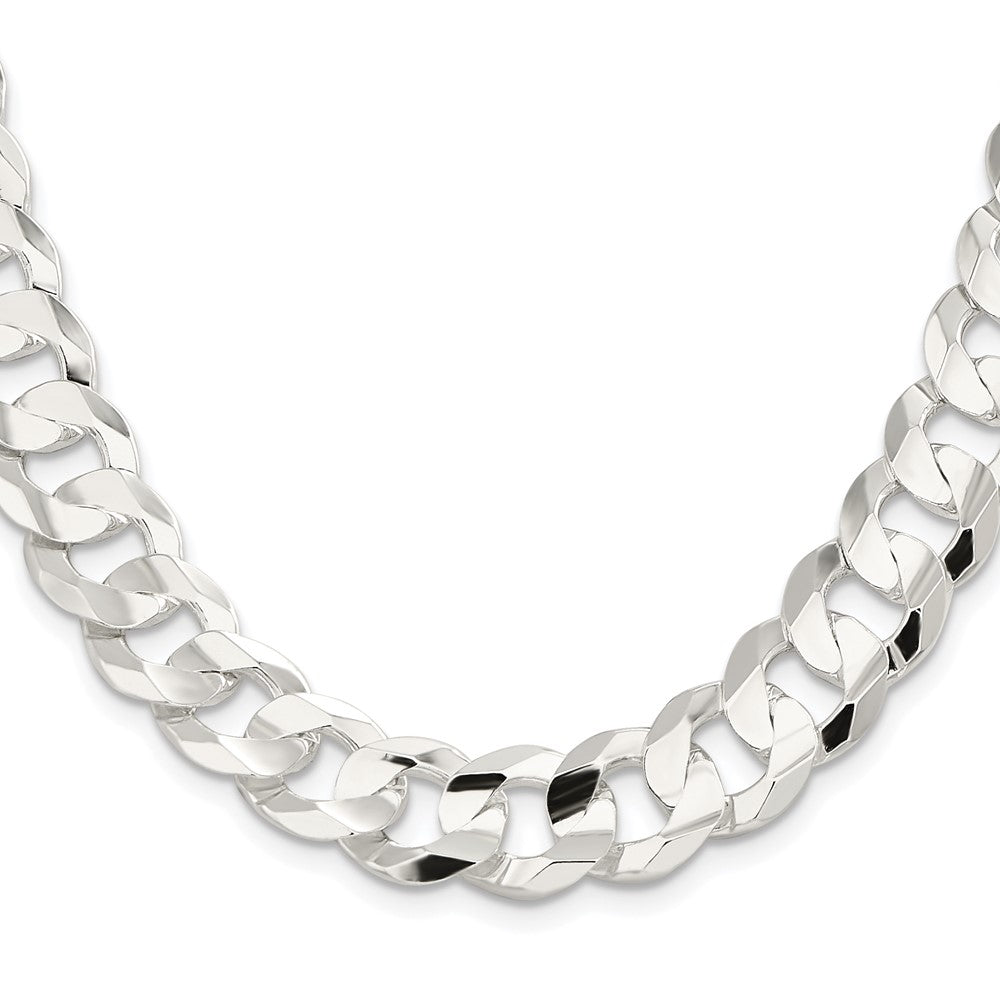 Sterlingsilber Rhodiniert 14.0mm Konkav Abgeschrägt Panzer 24 Zoll Kette