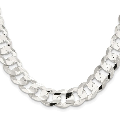 Sterlingsilber Rhodiniert 14.0mm Konkav Abgeschrägt Panzer 24 Zoll Kette