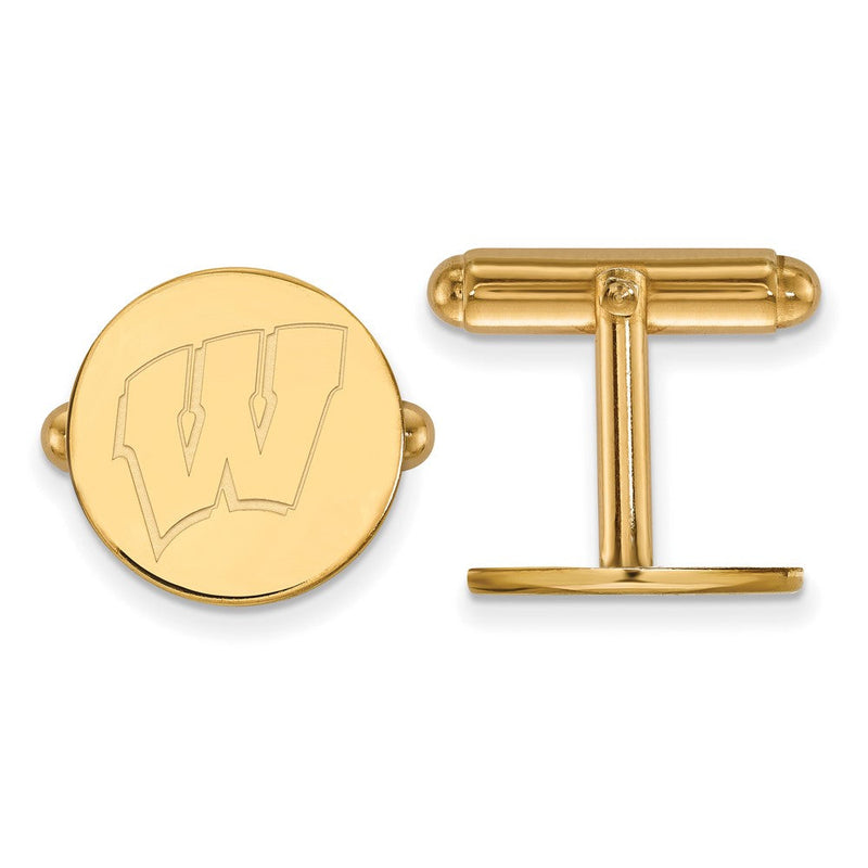 14K Gelbgold Gold Logoart University Of Wisconsin Buchstabe W Manschette Knöpfe
