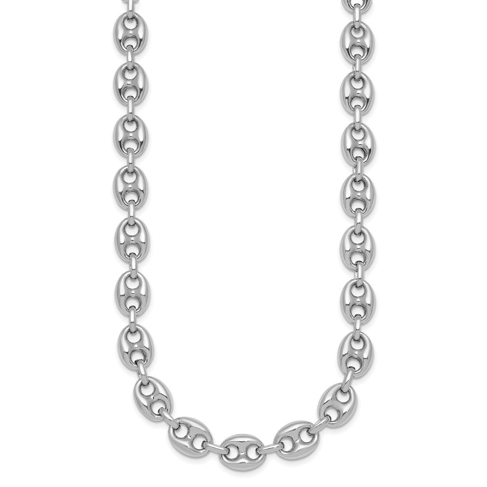 Sterlingsilber Rhodiniert Gewölbt Anker/mariner Glieder 18 Zoll Halskette