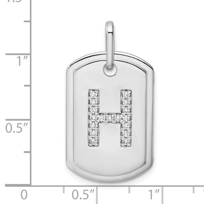 14K Weißgold Diamant-Buchstabe-H-Dog-Tag-Charm