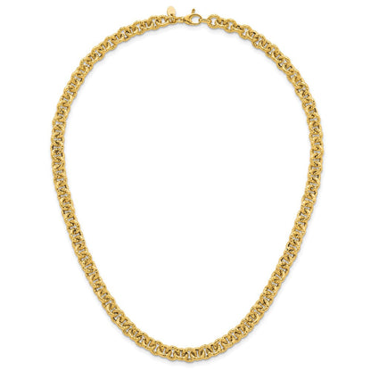 14K Gelbgold Poliert und Strukturiert 7.3mm Ankerkette Kette 18 Zoll Halskette