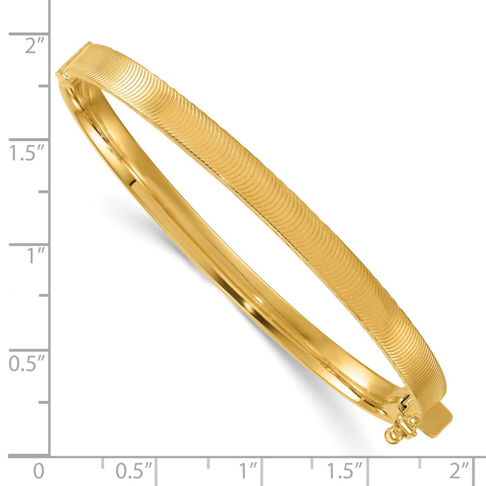 14K Gelbgold Poliert 4.75mm Diamantiert Strukturiert Klappbar Oval Armreif Armband