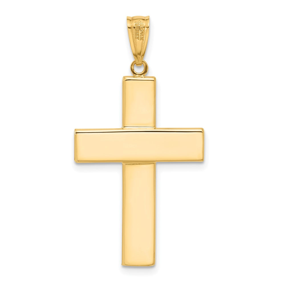 14K Bicolor Gold Kruzifix-Anhänger, poliert und texturiert, zweifarbig