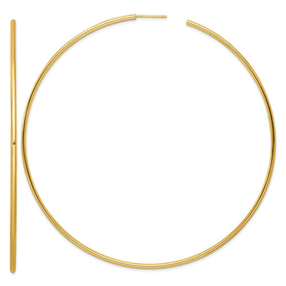 14K Gelbgold Poliert 2.0 X 100mm Röhre C-hoop Ohrstecker