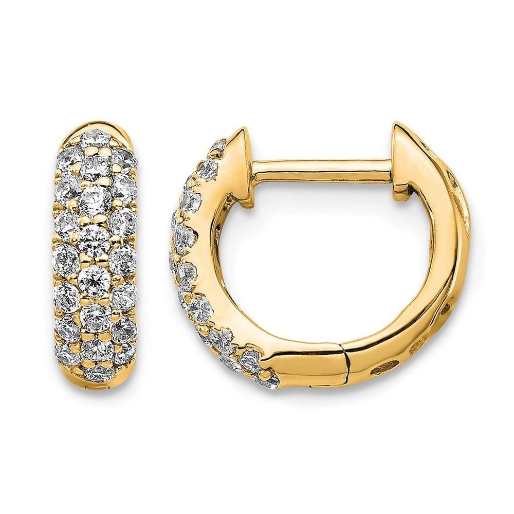 14K Gelbgold Creolen mit Klappscharnier und 0,5K Diamant-Pavé