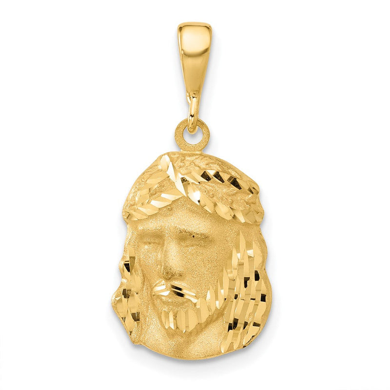 14K Gelbgold Jesus-Medaille-Anhänger, satiniert und diamantiert