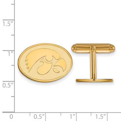 14K Gelbgold Gold Logoart University Of Iowa Hawk Oval Manschette Knöpfe