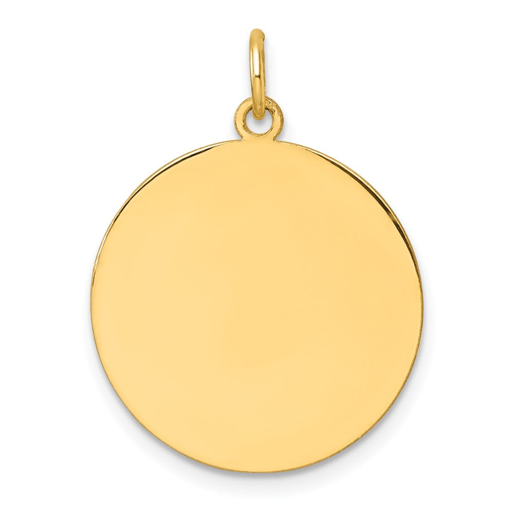 14K Gelbgold Schlicht Rund Gravierbar Plättchen Charm