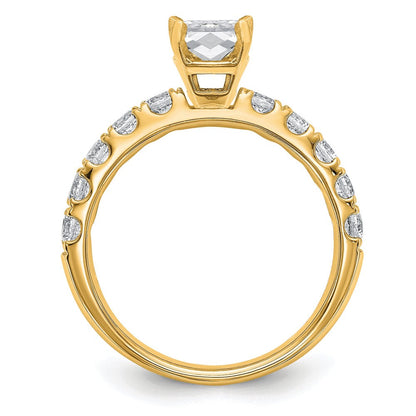 14K Gelbgold Zertifiziert 1 3/4 Karat Im Labor Gezüchtet Diamant Vs+ F+ Smaragd Komplett Verlobungsring