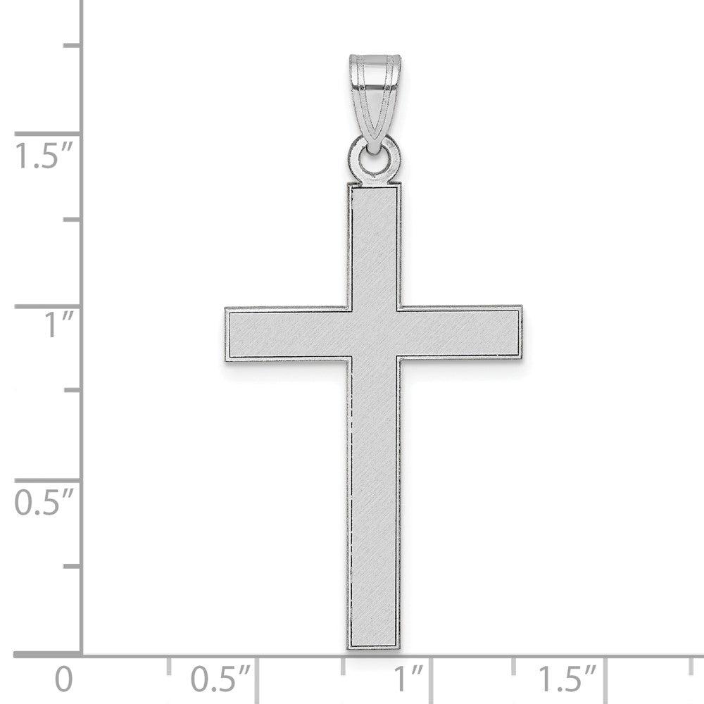 14K Weißgold Florentinisch Satiniert Kreuz Anhänger