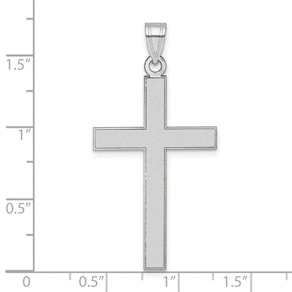 14K Weißgold Florentinisch Satiniert Kreuz Anhänger