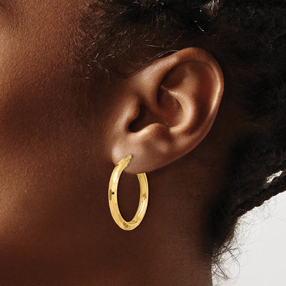 14K Gelbgold Poliert und Diamantiert Creolen