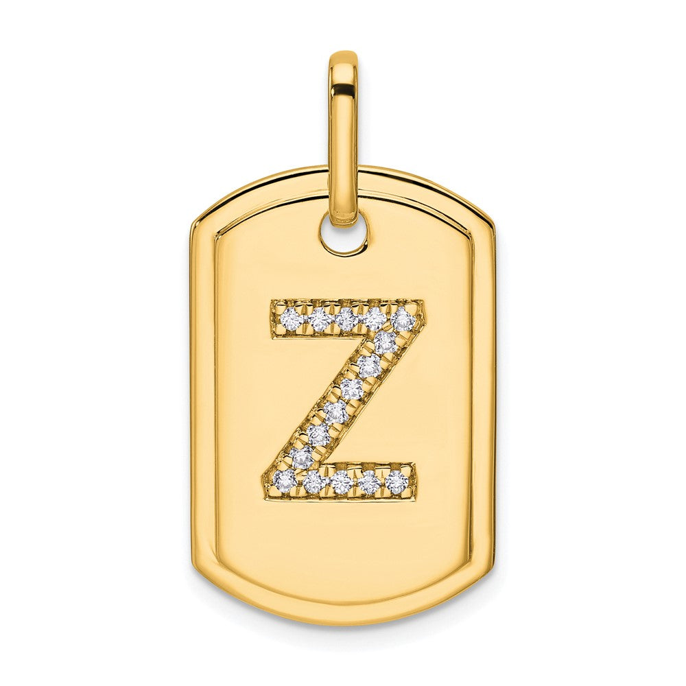 14K Gelbgold Diamant Initial Z Dog Tag Charm