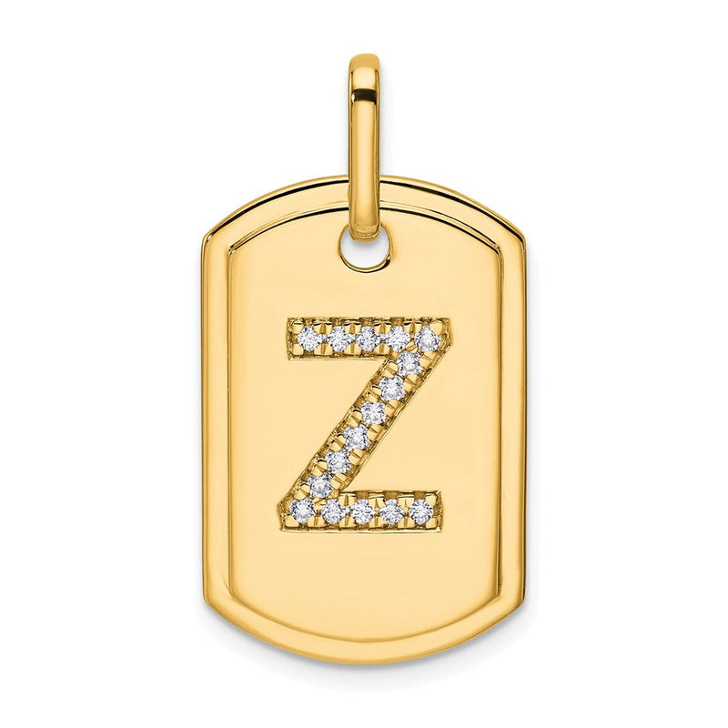 14K Gelbgold Diamant Initial Z Dog Tag Charm