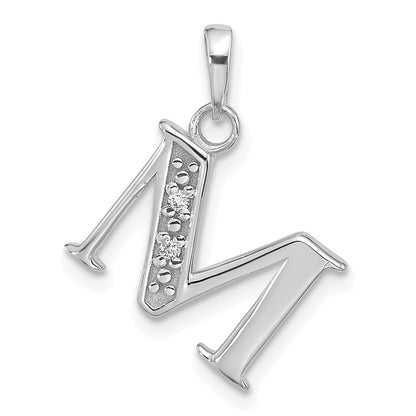 14K Weißgold Diamant-Initialanhänger Buchstabe M