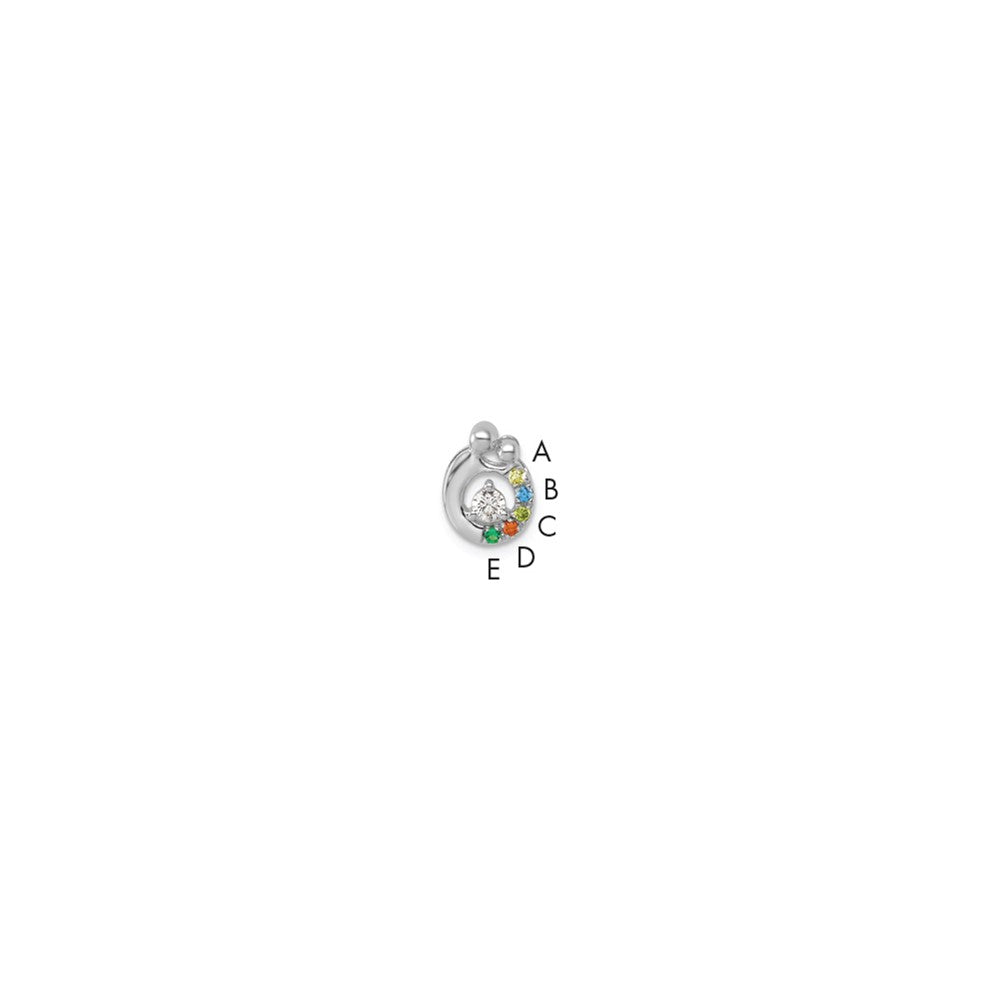 14K Weißgold 5 Echt Geburtsstein und Diamant. Mutter/child Kette Anhänger