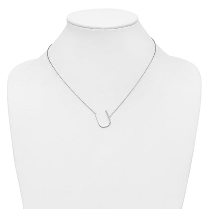 14K Weißgold Seitlich Diamant Initiale U 18 Zoll Halskette