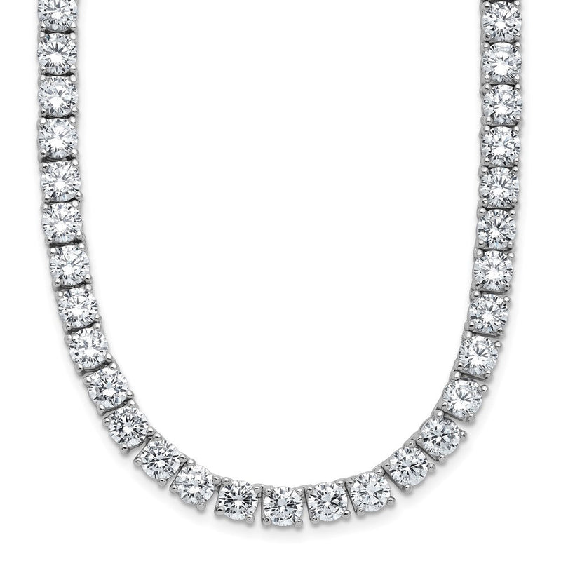 Cheryl M Sterlingsilber Rhodiniert Poliert 5.00mm Zirkonia mit Sicherheits Verschluss Tennis 24 Zoll Halskette