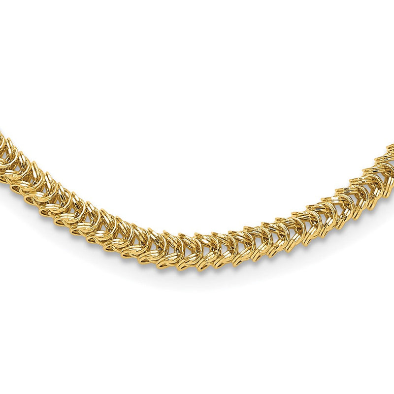 14K Gelbgold Poliert 3.7mm Fantasieglieder 18 Zoll Halskette