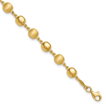 14K Gelbgold Poliert und Satiniert 5.5mm Gewölbt Kreise 7.5 Zoll Armband