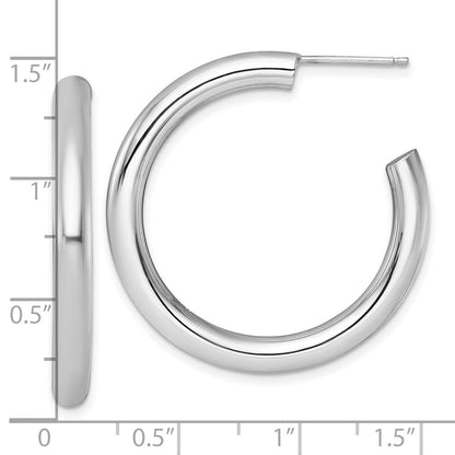 14K Weißgold Poliert 4.0 X 35mm Röhre C-hoop Ohrstecker
