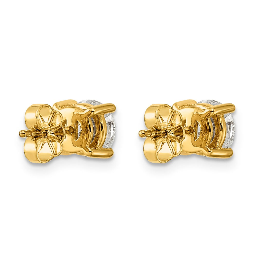 14K Gelbgold 2K Zertifizierte Laborgezüchtete Diamant VS/SI+ G+ Rund Komplette Vierzack-Leichtgewicht-Ohrstecker