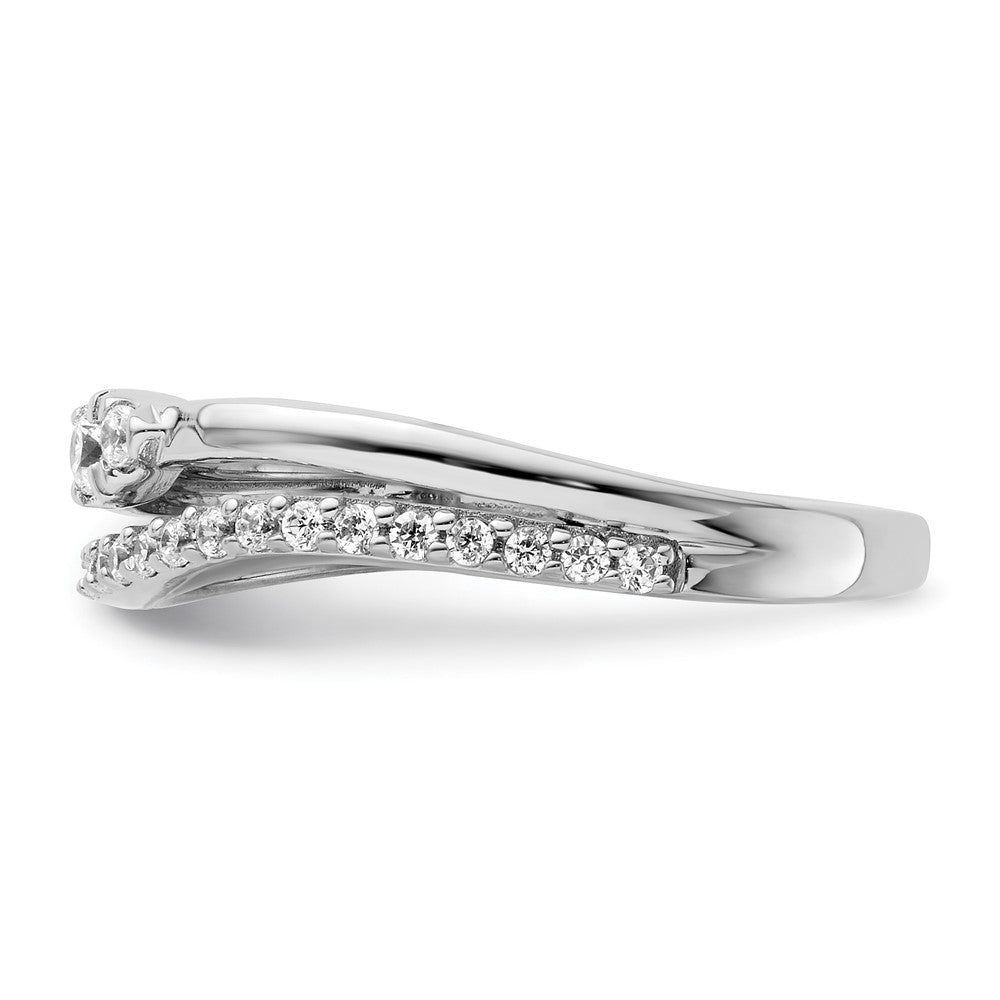 Ring aus 14K Weißgold poliert mit Diamant, doppelter Ehering, Fashion-Ring