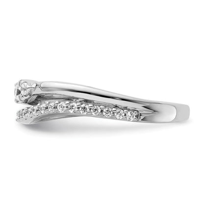 Ring aus 14K Weißgold poliert mit Diamant, doppelter Ehering, Fashion-Ring