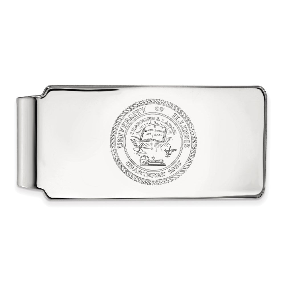 14K Weißgold Logoart University Of Illinois Wappen Geldklammer