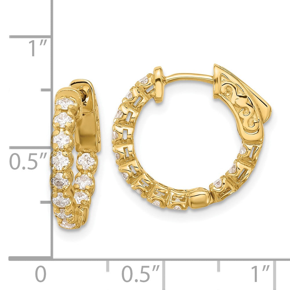 14K Gelbgold.84 Karat Diamant In/out Creole mit Sicherheits Verschluss Ohrringe