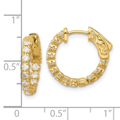 14K Gelbgold.84 Karat Diamant In/out Creole mit Sicherheits Verschluss Ohrringe