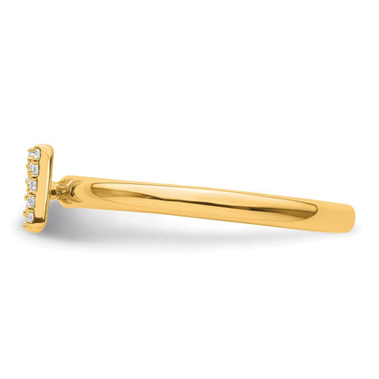 14K Gelbgold Stapelbar Diamant Initiale N Größe 7 Ring